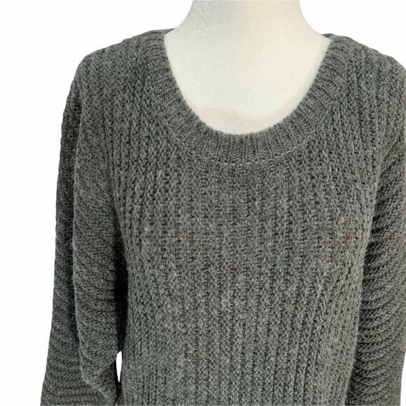 𝅺joie Grey Cable Chunky Knit Wool Batwing Oversized Sweater Size S - Picture 5 of 9